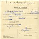Registo de velocípede com o nº 8013, em nome de Fernando Moreira da Silva, morador em Queluz.