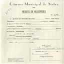 Registo de velocípede de marca Peugeot, com o nº 5146, em nome de António de Assunção Ferreira, morador em Colares.