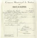 Registo de velocípede de marca Oriental, com o nº 5157, em nome de Salvador Dias Batista, morador em Assafora.