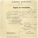 Registo de velocípede de marca Dinar com o nº 1231, em nome de António Manuel Marcelino, morador em Maceira.