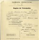 Registo de velocípede de marca Helios, com o nº 1126, em nome de José Américo da Cruz, morador em Vila Verde.