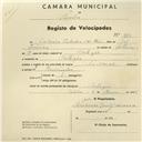 Registo de velocípede de marca Nacional, com o nº 973, em nome de António Estêvão dos Reis, morador em Cortezia.