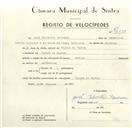 Registo de velocípede de marca Cicles, com o nº 9513, em nome de José Silvestre Lavrador, morador em Várzea de Sintra.