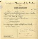 Registo de velocípede de marca Olympique, com o nº 6424, em nome de Joaquim Vidal Duarte, morador em S. Pedro de Sintra.