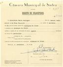 Registo de velocípede com o nº 7552, em nome de Albertino Pedro Domingos, morador em Almargem do Bispo.