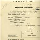 Registo de velocípede com o nº 2195, em nome de Joaquim Maurício Dias, morador em Maceira.