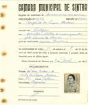 Registo de matricula de carroceiro de 2 ou mais animais em nome de Margarida dos Prazeres Cardoso, moradora em Pexiligais, com o nº de inscrição 1952.