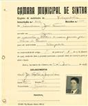 Registo de matricula de velocipedista em nome de Aureliano José Ferreira, morador em Negrais, com o nº de inscrição 2008.