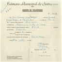 Registo de velocípede de marca Raio, com o nº 5339, em nome de José Francisco Gomes "Carriço", morador em Albarraque.