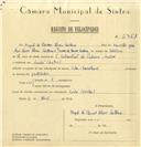 Registo de velocípede de marca Vilar Monotrave, com o nº 6361, em nome de Miguel de Barros Alves Caetano, morador em Linhó.