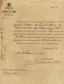 Ofício pelo Secretário Geral Interino da 3ª Repartição do Governo Civil de Lisboa, C. J. de Lacerda e Melo, ao Administrador do Concelho de Sintra, pedindo para intimar a Mesa da Santa Casa da Misericórdia de Sintra, para pagar a importância de 7$500 reis à secretaria da Comissão Distrital, proveniente de emolumentos em divida, relativos aos anos de 1889-1890 e 1890-1891.
