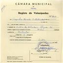 Registo de velocípede de marca Raleigh com o nº 4035, em nome de Companhias Reunidas de Gás e Eletricidade, com sede na Avª Heliodoro Salgado nº 44, Sintra.