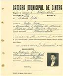 Registo de matricula de velocipedista em nome de António Lopes, morador no Cacém de Cima, com o nº de inscrição 1884.