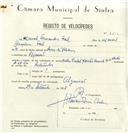Registo de velocípede de marca Cicles Pombal, com o nº 8316, em nome de Manuel Fernandes Faíl, morador em Algueirão.