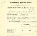 Registo de um veiculo de duas rodas tirado por dois animais de espécie asinina destinado a transporte de mercadorias em nome de Francisco António Clemente, morador no Arneiro dos Marinheiros.