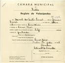 Registo de velocípede com o nº 3094, em nome de Manuel dos Santos [Simal], morador em Casas Novas.