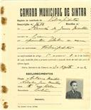 Registo de matricula de velocipedista em nome de Florindo de Jesus Martins, morador no Cacém, com o nº de inscrição 2676.