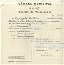 Registo de velocípede com o nº 4538, em nome de Miguel António, morador em Codiceira.