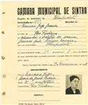 Registo de matricula de velocipedista em nome de Francisco Jorge Júnior, morador em Pero Pinheiro, com o nº de inscrição 1889.