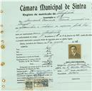 Registo de matricula de velocipedista em nome de Armando Francisco Ferreira, morador no Banzão, com o nº de inscrição 419.