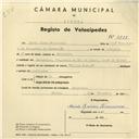 Registo de velocípede de marca Cycles Pombal, com o nº 3922, em nome de Mário Gomes Francisco, morador em Recoveiro.