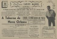 Programa do filme "A Taberna de Nova Orleans" com a participação de Errol Flynn, Micheline Presle, Vincente Price, Agnes Moorhead e Victor Francen.