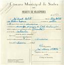 Registo de velocípede de marca Oriental, com o nº 5079, em nome de José Duarte Batista, morador em Amoreira.