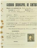 Registo de matricula de velocipedista em nome de Aníbal da Conceição Cristóvão, morador na Fação, com o nº de inscrição 1098.