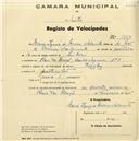 Registo de velocípede de marca Dingley, com o nº 1755, em nome de Maria Inês Morais Sarmento, moradora em Praia das Maçãs.