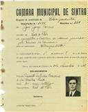 Registo de matricula de velocipedista em nome de José Jorge Correia, morador em Vale de Flor, com o nº de inscrição 1585.