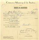 Registo de velocípede com o nº 6678, em nome de João Rosa Pires, morador em Pexilgais.
