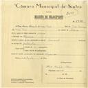 Registo de velocípede de marca Nacional, com o nº 5953 em nome de Ana Maria Abrantes de T. Faro, moradora em Algueirão.