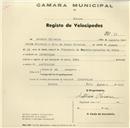 Registo de velocípede de marca Deka, com o nº 38, em nome de António Oliveira, morador em Albarraque.