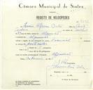 Registo de velocípede de marca Nacional, com o nº 8591, em nome de Inácio Afonso Costa, morador em Algueirão.