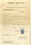 Registo de velocípede de marca Sprinter, com o nº 6954, em nome de Vandelino de Jesus Simões, morador em Abrunheira.