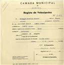 Registo de velocípede de marca Dardo, com o nº 2079, em nome de Domingos Henrique Antunes, morador em Coutinho Afonso.