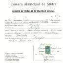 Registo de um veiculo de duas rodas tirado por dois animais de espécie muar destinado a transporte de mercadorias em nome de José Firmino Pedro, morador no Mucifal.