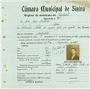 Registo de matricula de velocipedista em nome de João Jorge Catarino, morador na Azóia, com o nº de inscrição 789.