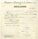 Registo de velocípede de marca Champion, com o nº 4813, em nome de Samuel Bernardo Figueira, morador em Pero Pinheiro.
