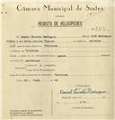 Registo de velocípede com o nº 8119, em nome de Daniel Timóteo Rodrigues, morador em Catribana.
