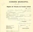 Registo de um veiculo de duas rodas tirado por dois animais de espécie bovina destinado a transporte de mercadorias em nome de António Miguel Caetano, morador em Codiceira.