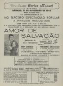 Programa do filme "Amor de Salvação" realizado por Jean Negulesco com a participação de John Garfield, Graldine Fitzgerald, Walter Brennan, Faye Emerson e George Tobias. 