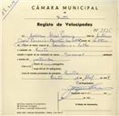 Registo de velocípede com o nº 3596, em nome de António Dias Pereira, morador em Sintra.