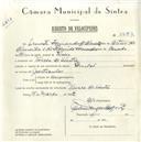 Registo de velocípede de marca Pombal, com o nº 5687, em nome de Ernesto Fernandes de Almeida, morador em Várzea de Sintra.