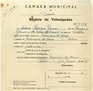 Registo de velocípede com o nº 3338, em nome de António Henrique Gomes, morador em Manique de Cima.