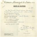 Registo de velocípede de marca Cycles Pombal, com o nº 4821, em nome de José Gonçalves Duarte Bernardes, morador em Fervença.