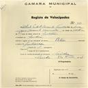 Registo de velocípede com o nº 729, em nome de Alberto Pinto B. Vasconcelos, morador em Sintra.