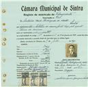Registo de matricula de velocipedista em nome de António Maria Rodrigues de Matos, morador em Sintra, com o nº de inscrição 401.