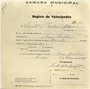 Registo de velocípede de marca Sprinter, com o nº 354, em nome de Santos & Fartaria, Lda, morador em Mem Martins.