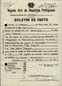 Boletim de óbito de Luís Fragoso, morador em Massamá, sepultado no coval nº 7761, do cemitério de S. Marçal.